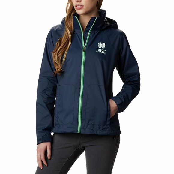 Columbia Women's Notre Dame Fighting Irish Waterproof Hooded Jacket Blue X-Large - Picture 9 of 9